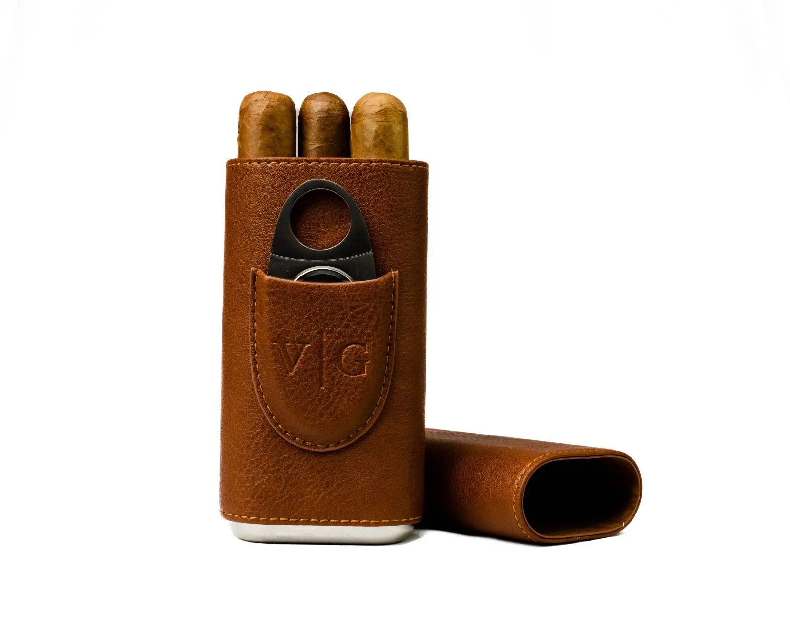 Luxury Leather Cigar Travel Case With Cutter