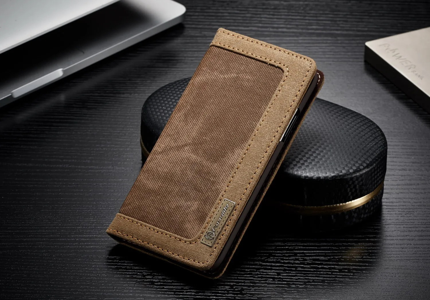 Luxury Magnetic Denim Canvas Wallet Case for iPhone X Cover with Card Holder - Black,Blue,Brown,Pink