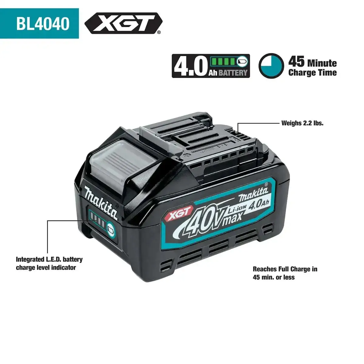 Makita 40V max XGT 4.0Ah Battery 2pack