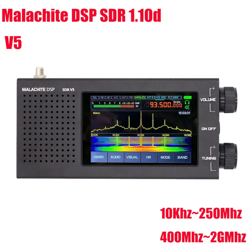 Malachite DSP SDR 1.10D Radio Receiver V5 Metal Case 5000MAh AM CW SSB NFM WFM