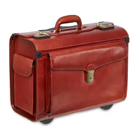 Mancini Deluxe Wheeled Catalog Case - Genuine Leather