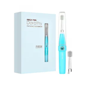 MEGA TEN Dorothy Fine Sonic Toothbrush Blue Set (Includes Body   2 Replacement Brush Heads)