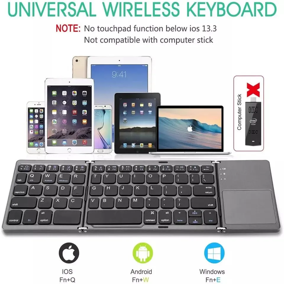 Mini Foldable Bluetooth Keyboard with Touchpad