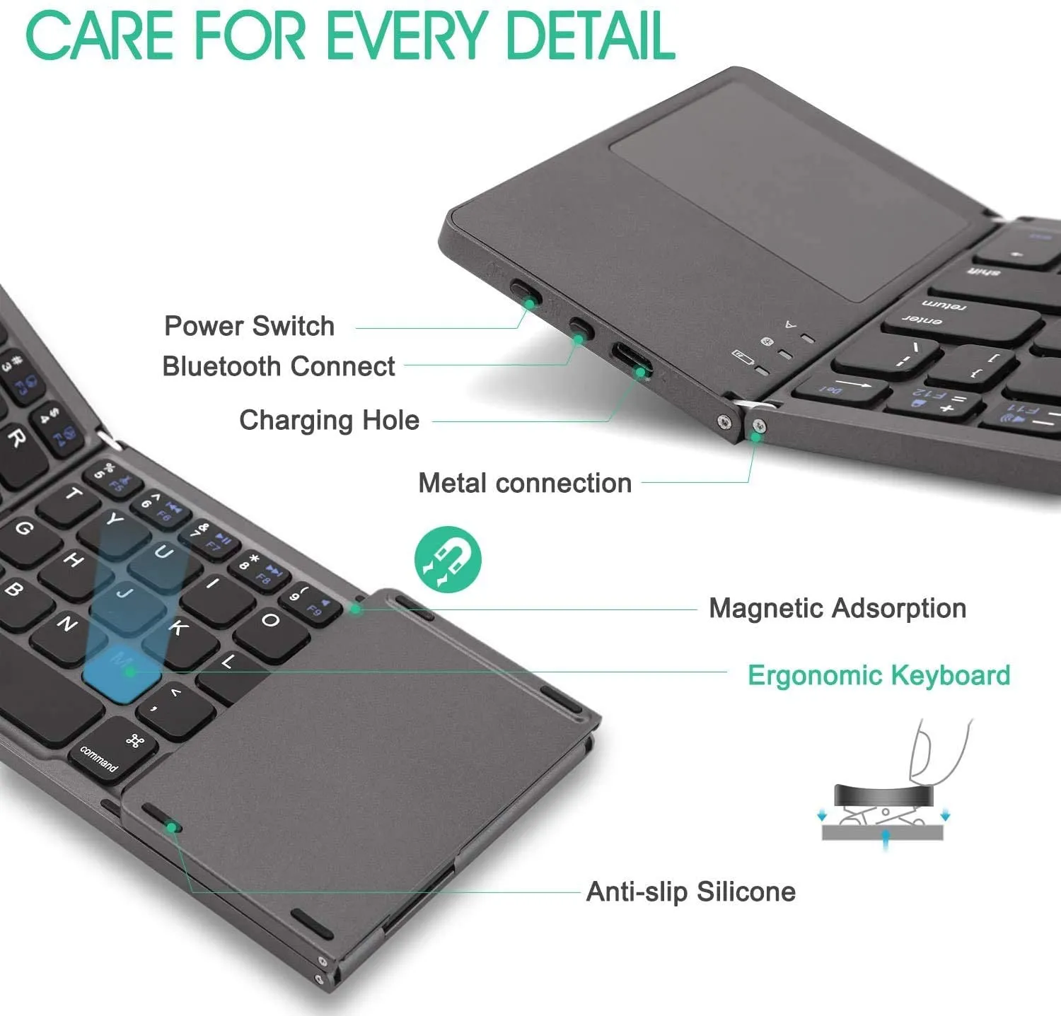 Mini Foldable Bluetooth Keyboard with Touchpad