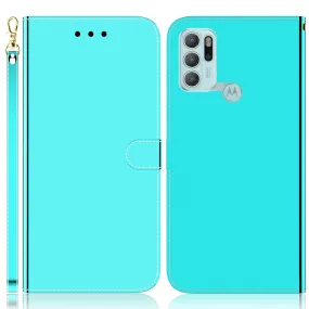 Mirror Motorola Moto G60s flip case - Cyan