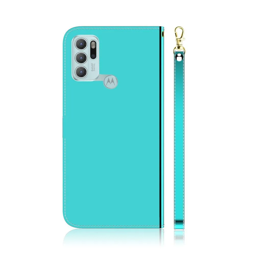 Mirror Motorola Moto G60s flip case - Cyan