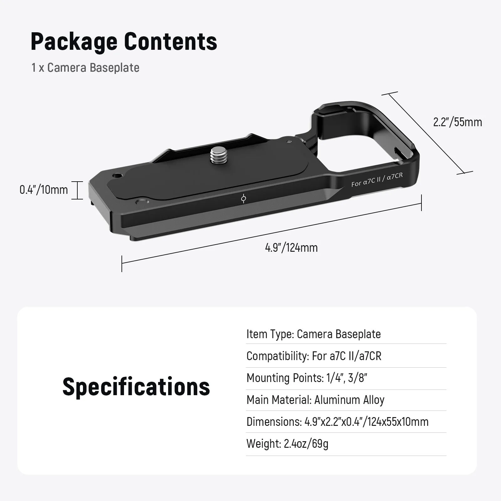 NEEWER CA131 Arca Type Camera Baseplate For Sony a7C II/a7CR