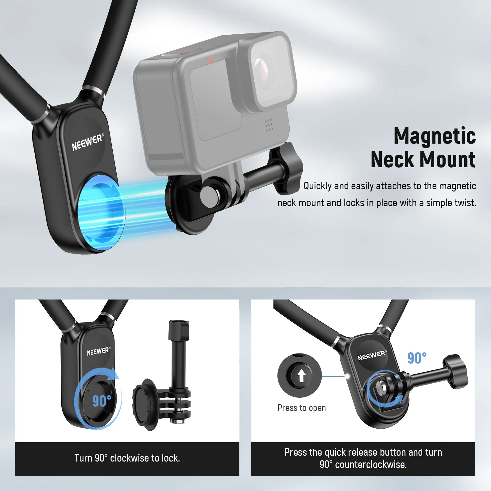 NEEWER GP15 Magnetic Quick Release Flexible Action Neck Mount for POV