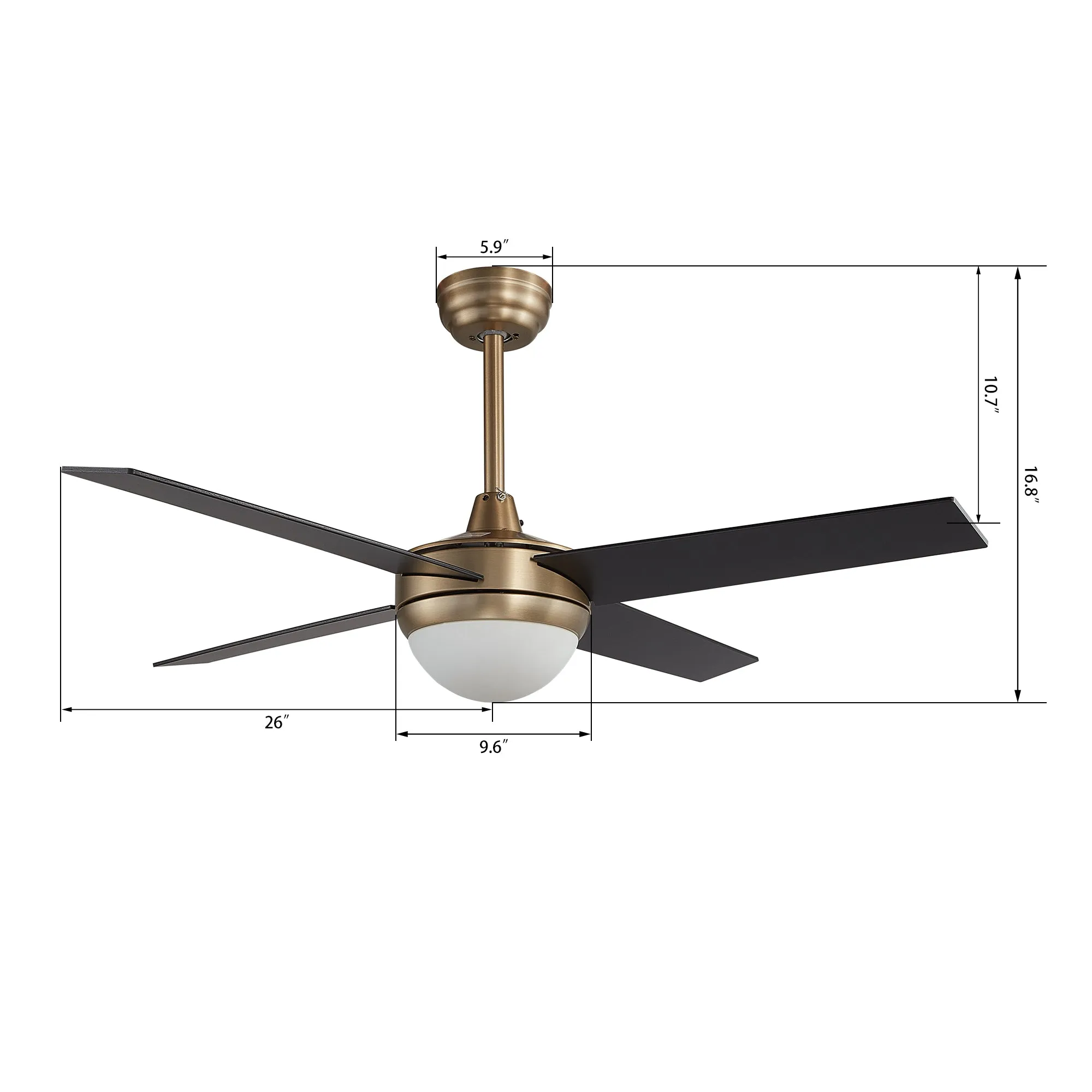 Nova Modern Smart Ceiling Fan with LED Light 52 inch