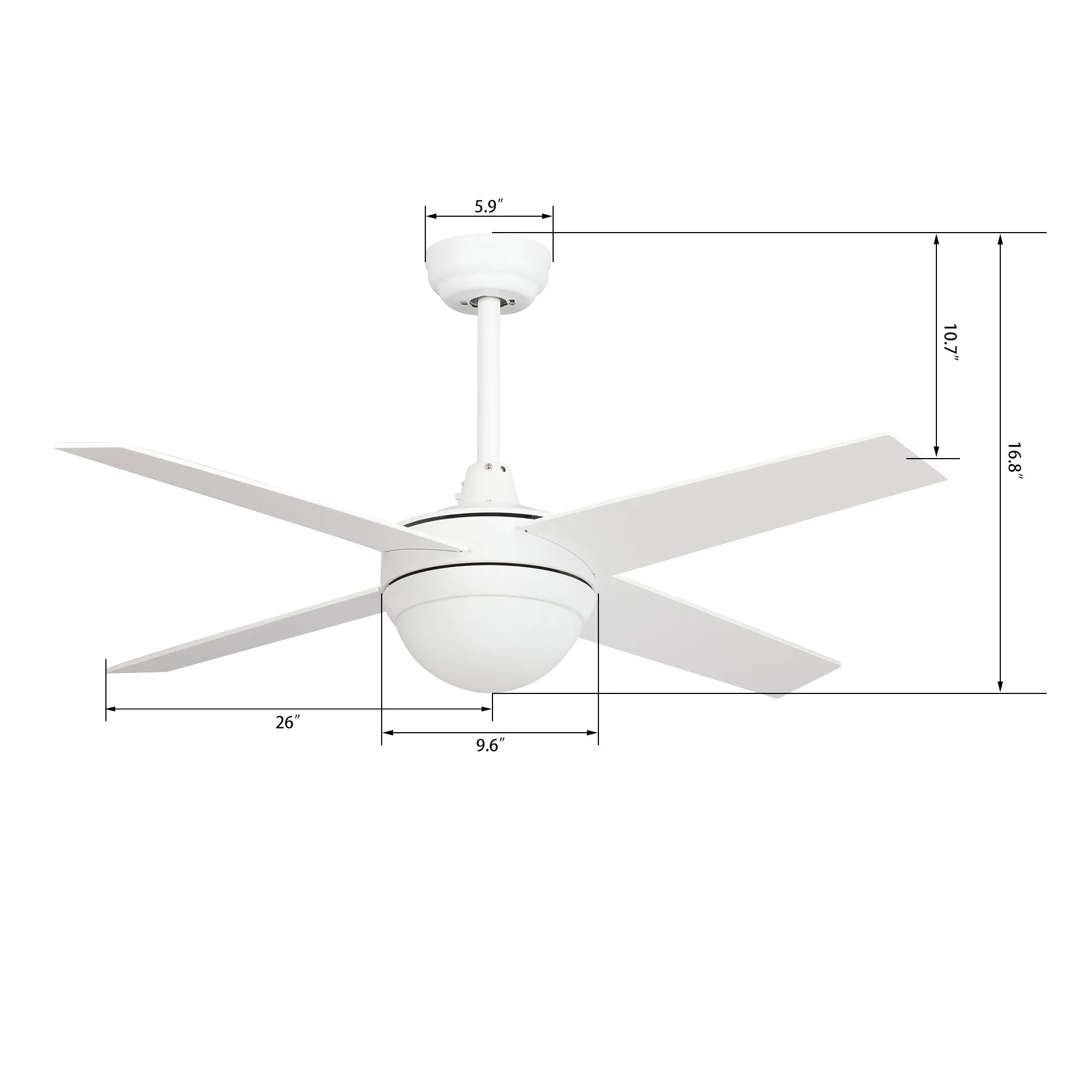 Nova Modern Smart Ceiling Fan with LED Light 52 inch