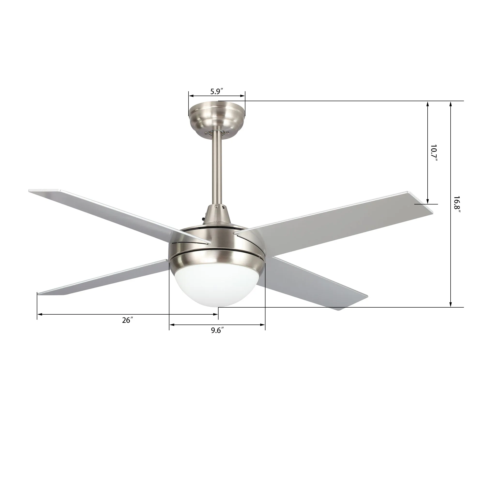 Nova Modern Smart Ceiling Fan with LED Light 52 inch