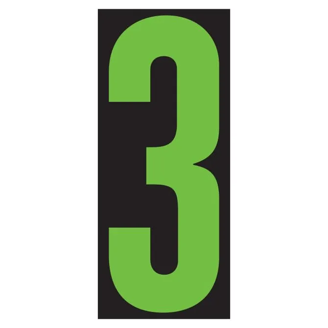 Number Window Stickers - Fluorescent Green & Black Car Dealer Number Stickers - Durable, Weatherproof Vinyl with Easy On/Off Adhesive - Back Slit for Seamless Installation - 5-1/2"