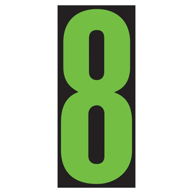 Number Window Stickers - Fluorescent Green & Black Car Dealer Number Stickers - Durable, Weatherproof Vinyl with Easy On/Off Adhesive - Back Slit for Seamless Installation - 5-1/2"