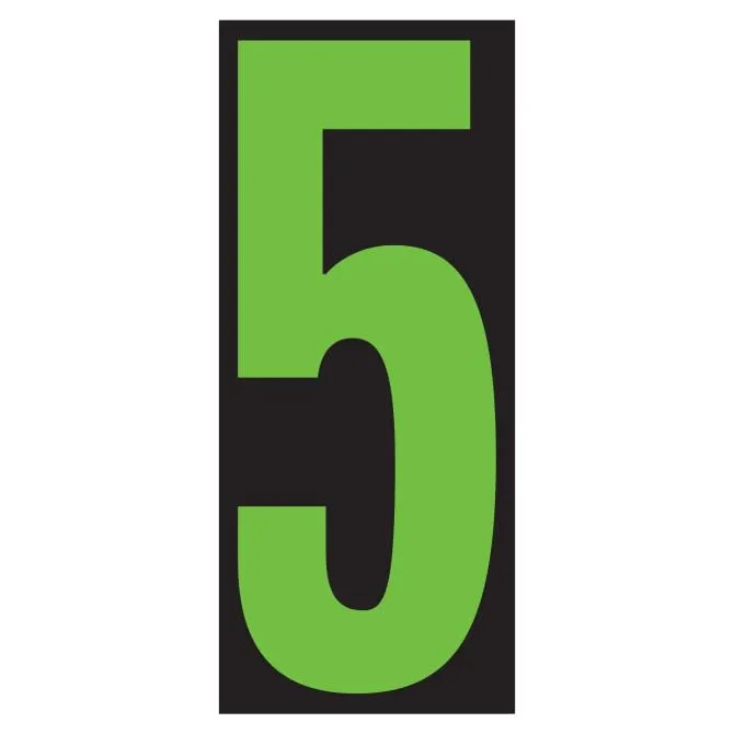 Number Window Stickers - Fluorescent Green & Black Car Dealer Number Stickers - Durable, Weatherproof Vinyl with Easy On/Off Adhesive - Back Slit for Seamless Installation - 5-1/2"