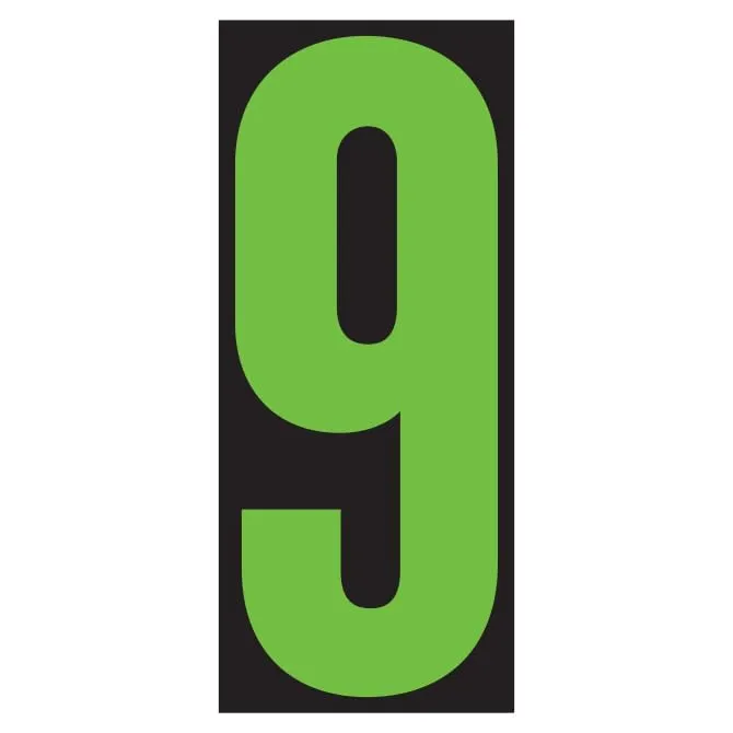 Number Window Stickers - Fluorescent Green & Black Car Dealer Number Stickers - Durable, Weatherproof Vinyl with Easy On/Off Adhesive - Back Slit for Seamless Installation - 5-1/2"