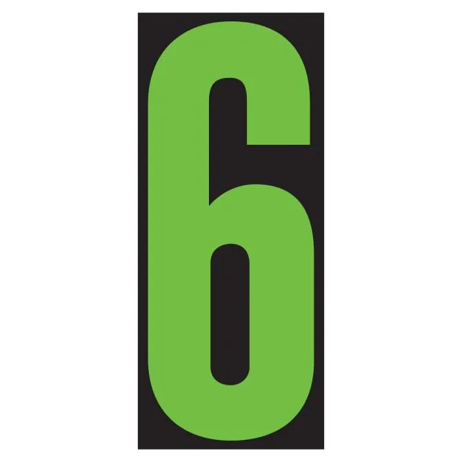 Number Window Stickers - Fluorescent Green & Black Car Dealer Number Stickers - Durable, Weatherproof Vinyl with Easy On/Off Adhesive - Back Slit for Seamless Installation - 5-1/2"