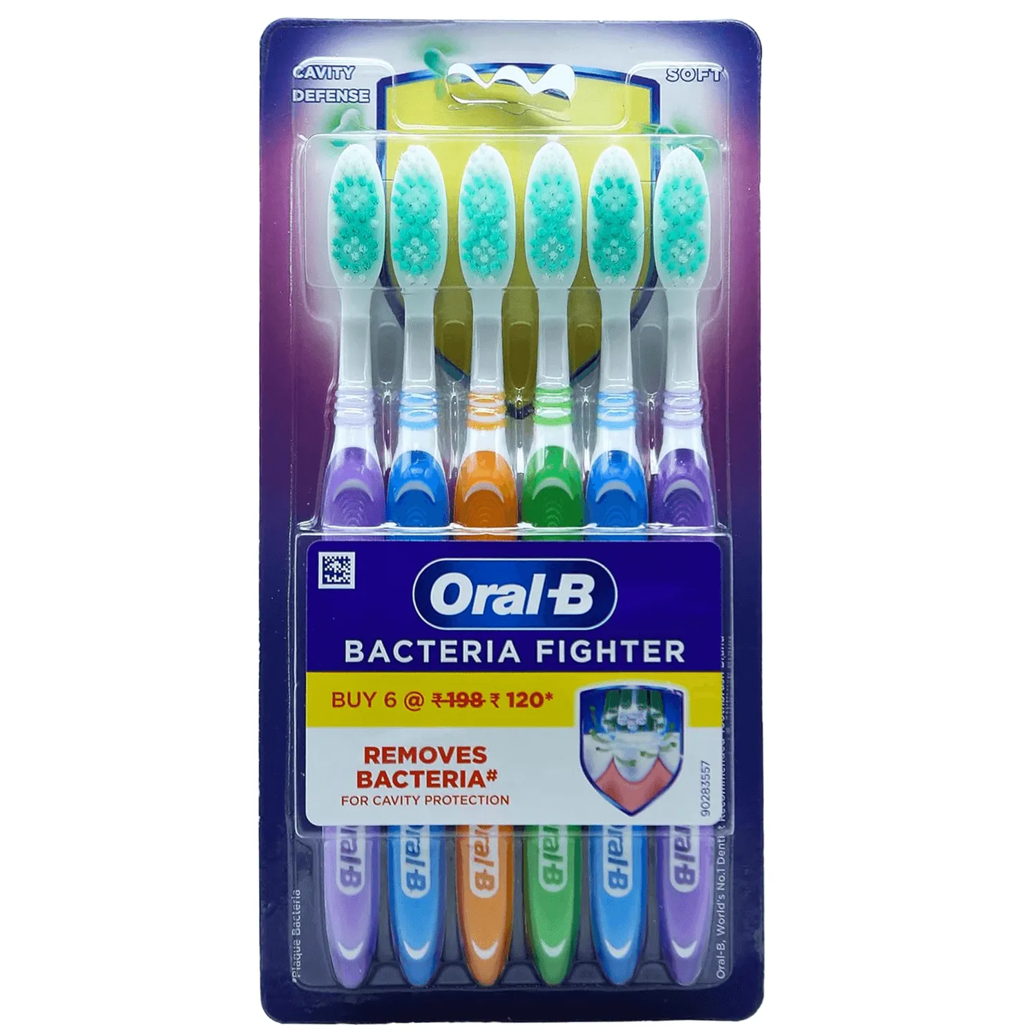 Oral-B Bacteria Fighter Cavity Defense Soft Assorted Toothbrush (Pack of 6)