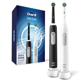 Oral-B Pro 1000 Electric Toothbrush, Black & White, Twin Pack