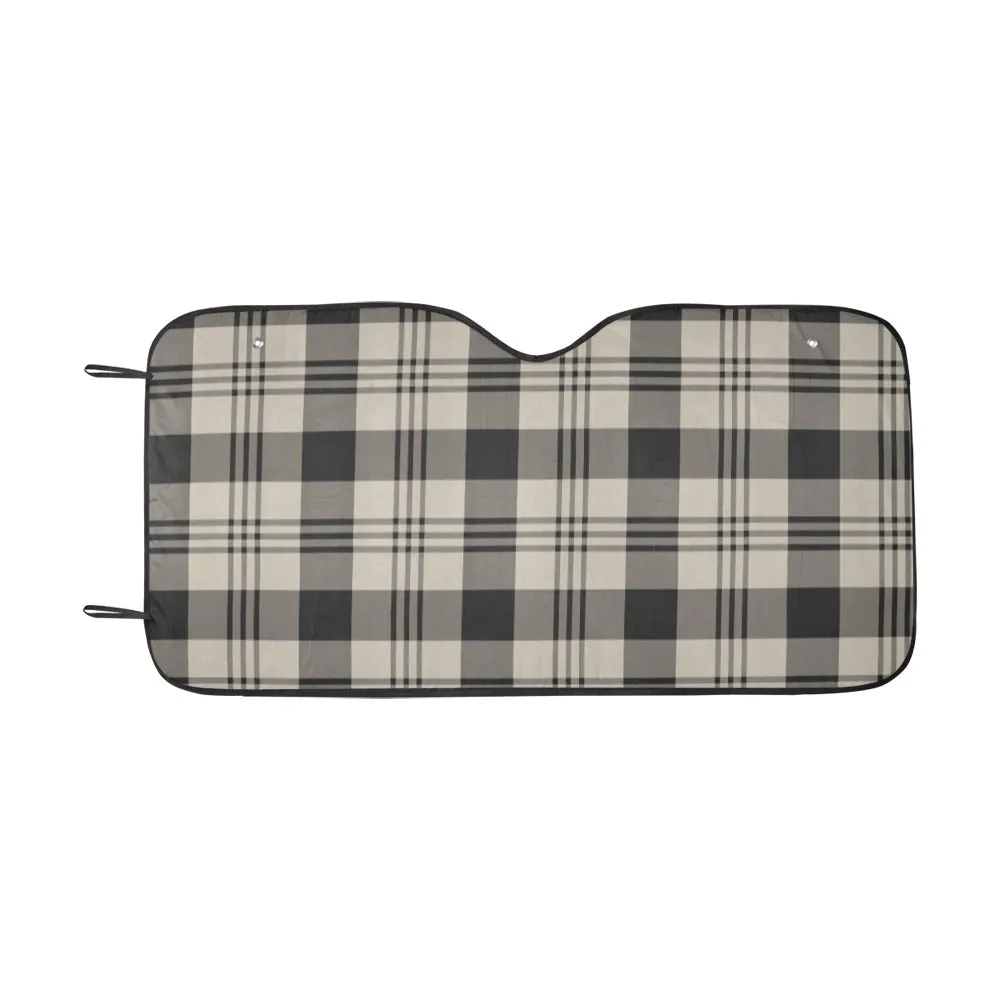 Plaid Windshield Sun Shade, Checkered black Beige Car Accessories Auto Check Protector Front Window Visor Cover Shield Blocker Sunscreen