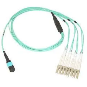 Plenum Fiber Optic Cable, 100 Gigabit Ethernet CFP/CXP 100GBase-SR10 to MTP(MPO)/LC (10 Duplex LC) 24 inch Breakout Cable, OM3, 50/125, 10 meter