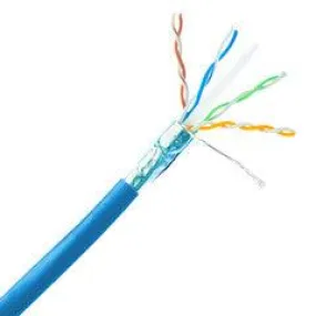 Plenum Shielded Cat6a Blue Copper Ethernet Cable, 10 Gigabit Solid, CMP, POE Compliant, 500Mhz, 23 AWG, Spool, 1000 foot