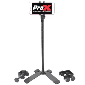 ProX X-MOBICP18 Mobi Buddy Hands Free Mobile Device Clip Kit DJ Cellphone Selfie Stick Table Stand Tripod Clamp and Case