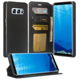 Samsung Galaxy Note 8 Case, Galaxy Note 8 Wallet Case, Slim Flip Folio [Kickstand] Pu Leather Wallet Case with ID & Card Slots & Pocket - Black