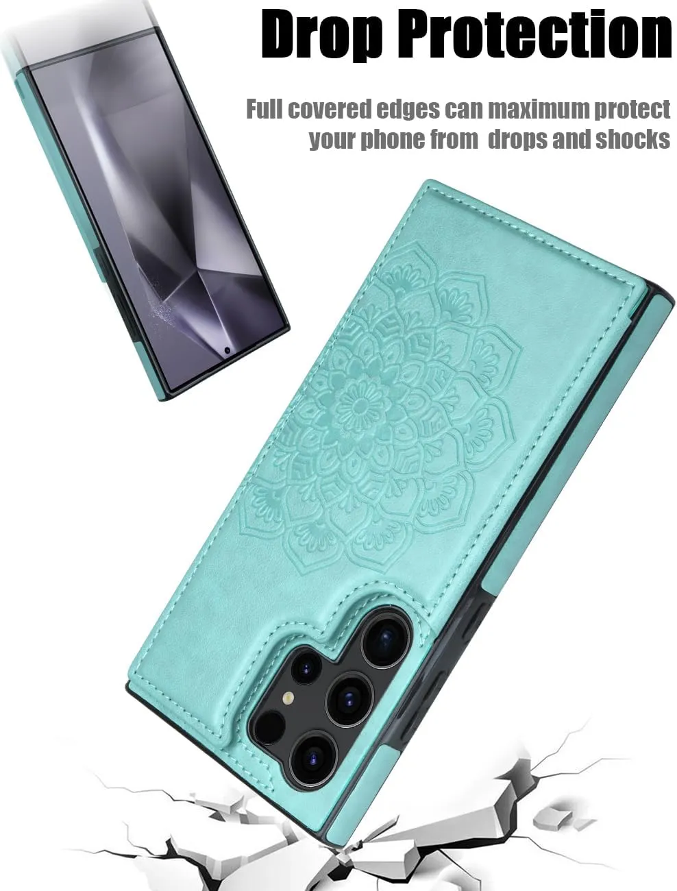 Samsung S24 Ultra Case Card Holder Flower Magnetic Back Flip Case