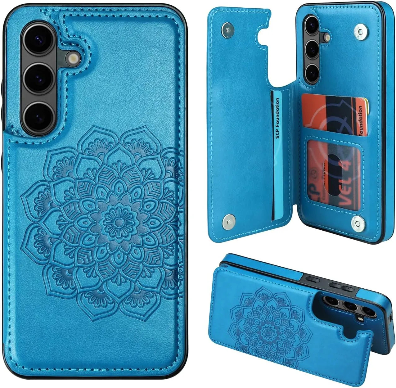 Samsung S24 Ultra Case Card Holder Flower Magnetic Back Flip Case