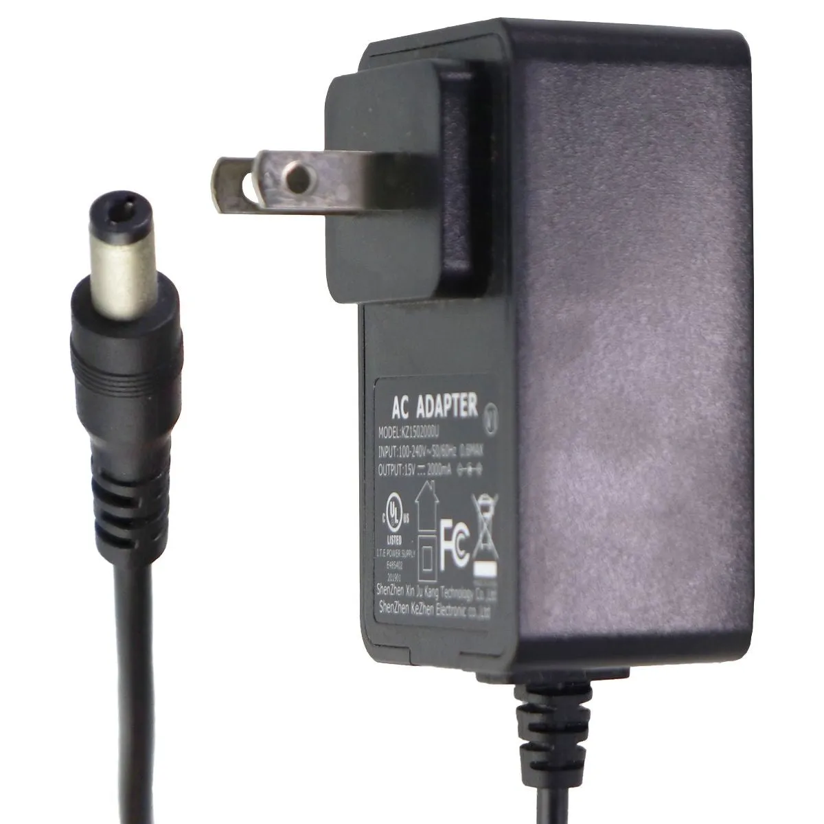 ShenZhen (15V/2000mA) AC Adapter Wall Plug - Black (KZ1502000U)