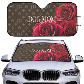 Signature Dog Mom "DM" Motif Red Rose Car Sun Shade