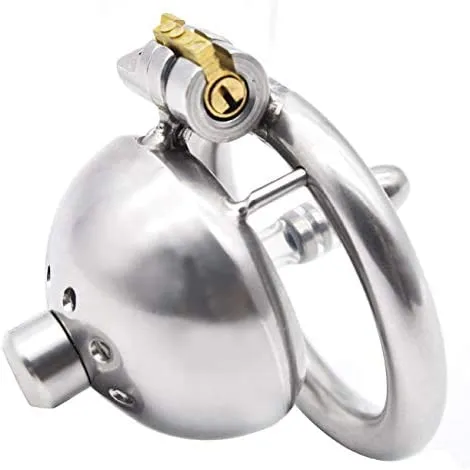 Stainless Steel Chastity Device Male Cage Chastity Device Male Metal Beginner Cage with Sunglasses, Prevent Erection Bondage Couple Sex Lock, Adult Products (Ring 50mm)