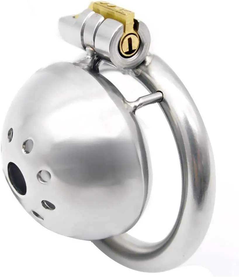 Stainless Steel Chastity Device Male Cage Chastity Device Male Metal Beginner Cage with Sunglasses, Prevent Erection Bondage Couple Sex Lock,Alternative Toys Adult Products (Ring 40mm)