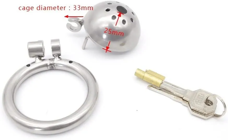 Stainless Steel Chastity Device Male Cage Chastity Device Male Metal Beginner Cage with Sunglasses, Prevent Erection Bondage Couple Sex Lock,Alternative Toys Adult Products (Ring 40mm)