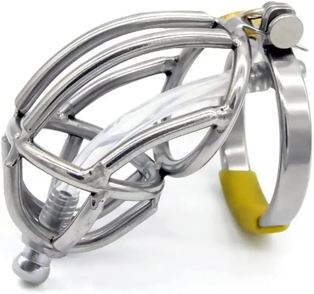 Stainless Steel Chastity Device Male Cage Chastity Device with CatheterMale Metal Beginner Cage with Sunglasses, Prevent Erection Bondage Couple Sex Lock Chastity Pants (Ring 48mm)