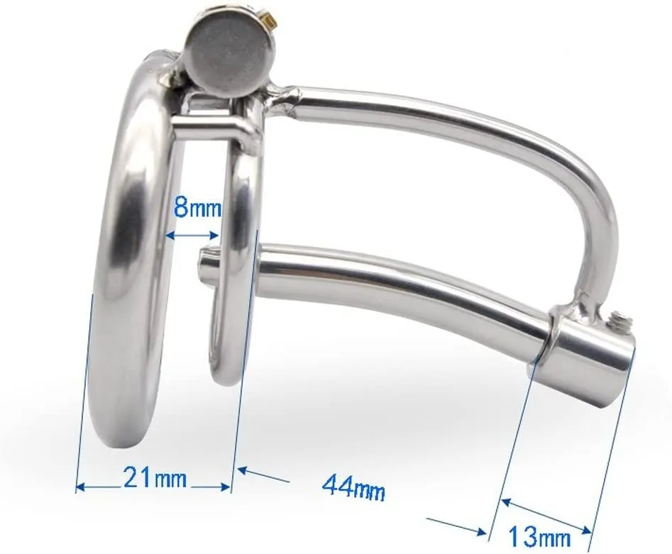 Stainless Steel Chastity Device with Catheter Male Cage Chastity Device Male Metal Beginner Cage with Sunglasses (Ring 50mm)