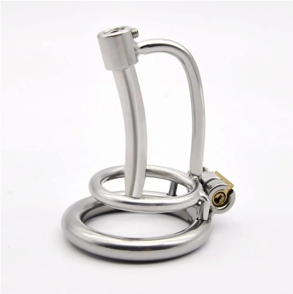 Stainless Steel Chastity Device with Catheter Male Cage Chastity Device Male Metal Beginner Cage with Sunglasses (Ring 50mm)