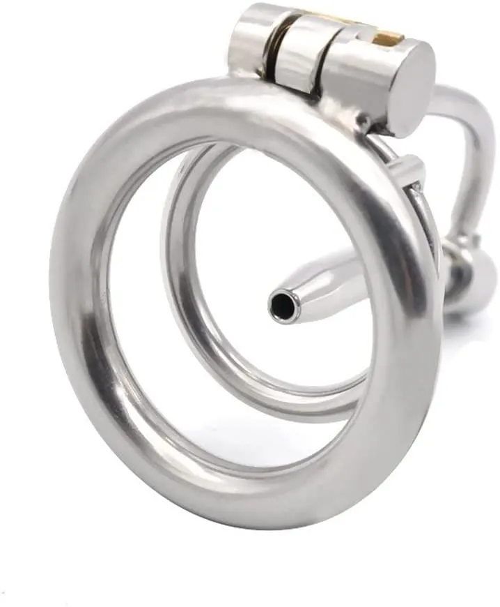 Stainless Steel Chastity Device with Catheter Male Cage Chastity Device Male Metal Beginner Cage with Sunglasses (Ring 50mm)