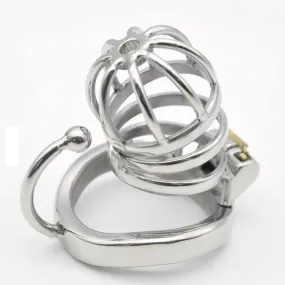 Stainless Steel Chastity Lock Chastity Device Male Cage Chastity Device Men's Metal Beginner Cage with Sunglasses, Curved Hook Snap Ring (45mm)