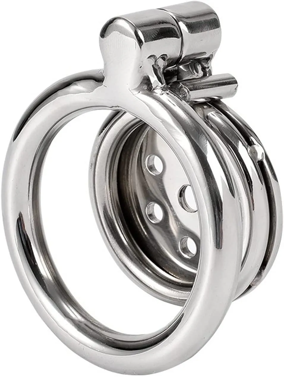 Stainless Steel Male Chastity Cage Metal Male Flat Chastity Lock Strap Sunglasses Prevent Erection Penis Cage Gay SM Alternative Bondage Training Supplies Adult Sex Supplies (Ring 45mm)