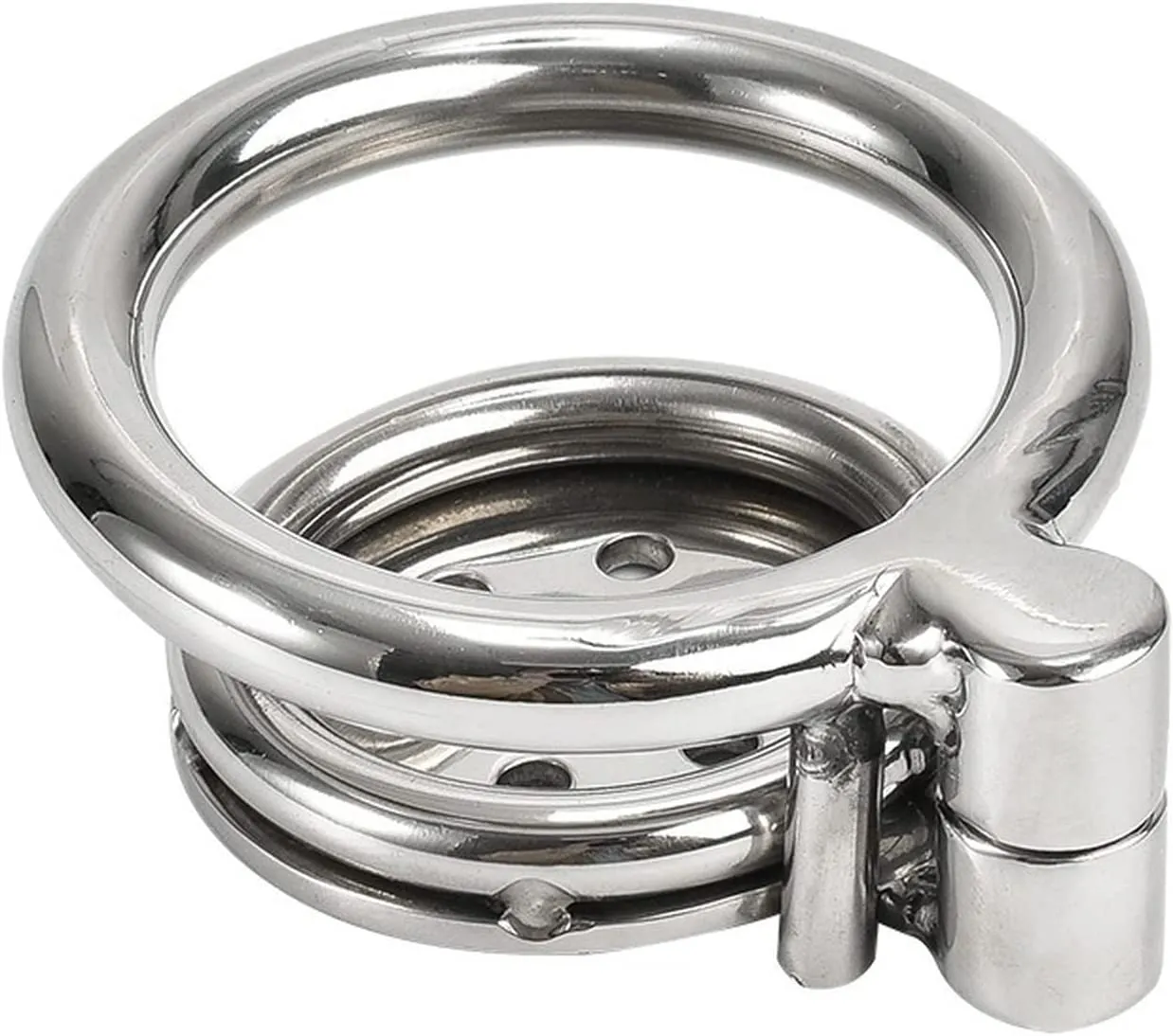 Stainless Steel Male Chastity Cage Metal Male Flat Chastity Lock Strap Sunglasses Prevent Erection Penis Cage Gay SM Alternative Bondage Training Supplies Adult Sex Supplies (Ring 45mm)