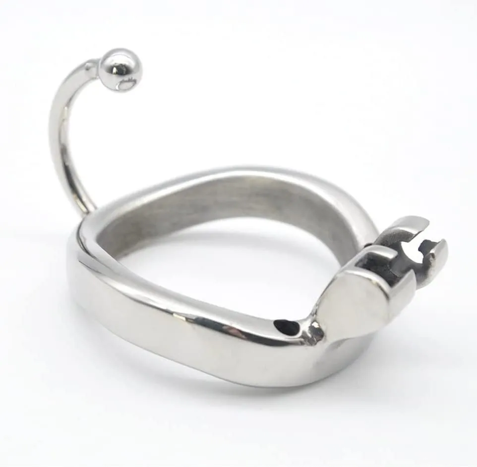 Stainless Steel Short Chastity Lock Chastity Device Male Cage Chastity Device Men's Metal Beginner Cage with Sunglasses, Hook Snap Ring (45mm)