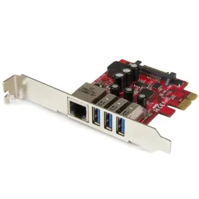 Startech.Com 3 Port Pci Express Usb 3.0 Card   Gigabit Ethernet - Fits Standard & Low-Profile Pcs - Uasp Supported - Opt