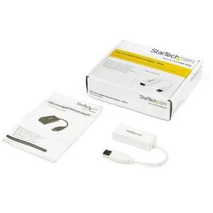 StarTech.com USB 3.0 to Gigabit Ethernet NIC Network Adapter - White - USB - 1 Port(s) - 1 x Network (RJ-45) - Twisted Pair - 10/100/1000Base-T - TAA Compliant