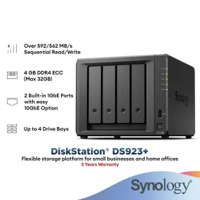 Synology DS923  NAS DiskStation 4-Bays Home Cloud Storage Small Business & Home Office