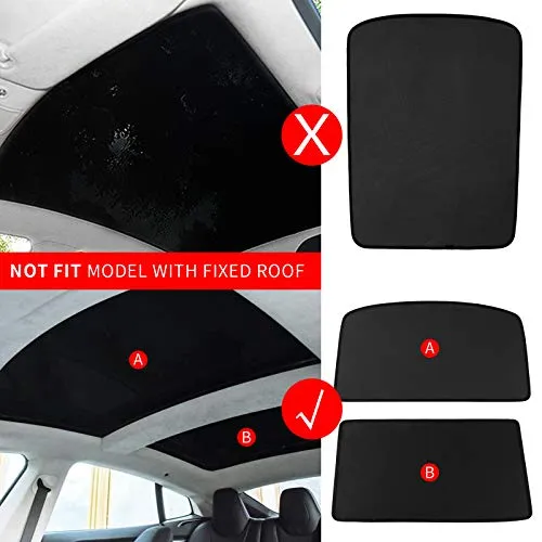 Tesla Model S Sun Shades Glass Roof Sunshade Sunroof Top Window Sunshade UV Rays Protection Foldable Upgrade for Tesla Model S Accessories 3 Pcs