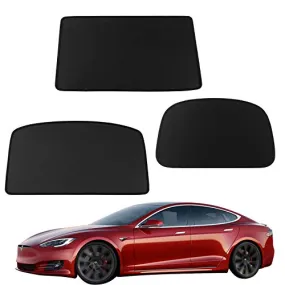 Tesla Model S Sun Shades Glass Roof Sunshade Sunroof Top Window Sunshade UV Rays Protection Foldable Upgrade for Tesla Model S Accessories 3 Pcs