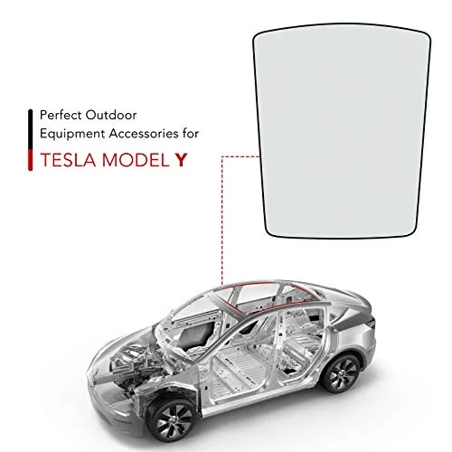 Tesla Model Y Gray Glass Roof Sunshade with UV/Heat Insulation Cover (2 Piece Set)