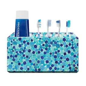 Toothbrush Holder Wall Mounted -Blue Marble Dots