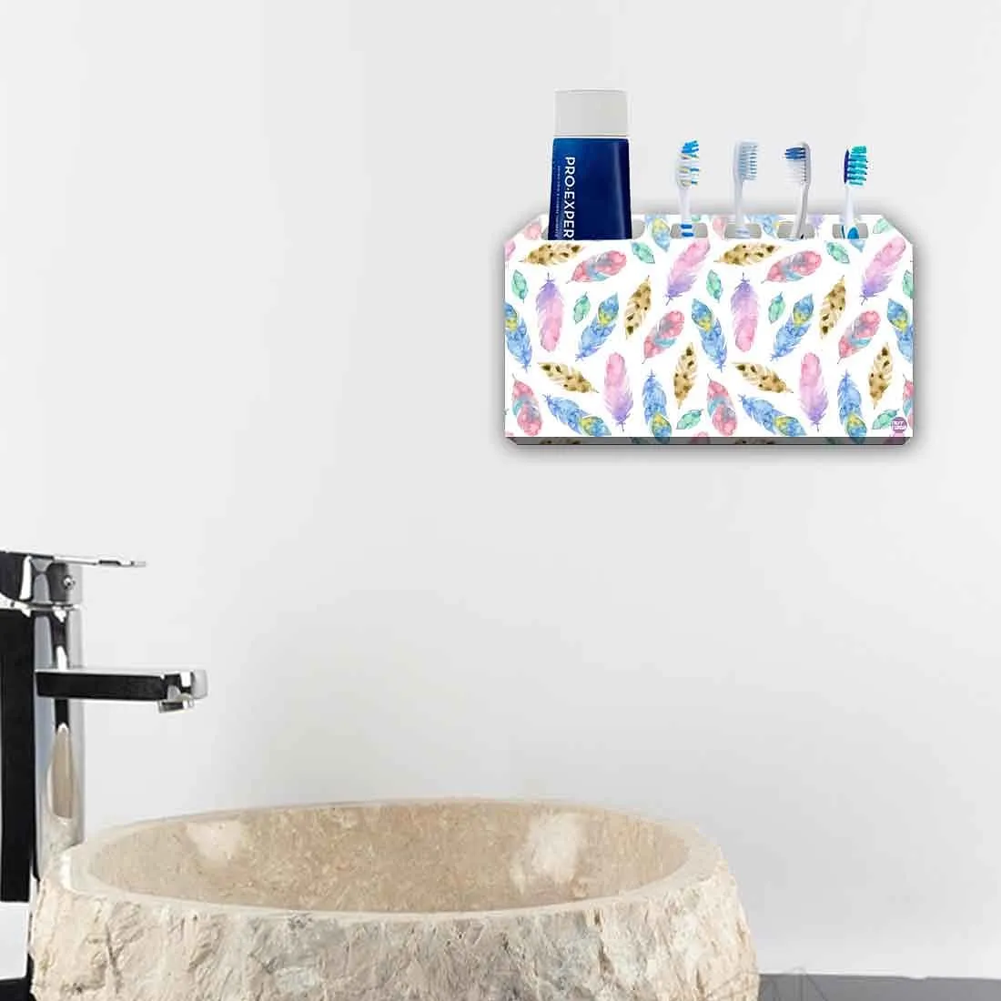 Toothbrush Holder Wall Mounted -Multicolor Feather